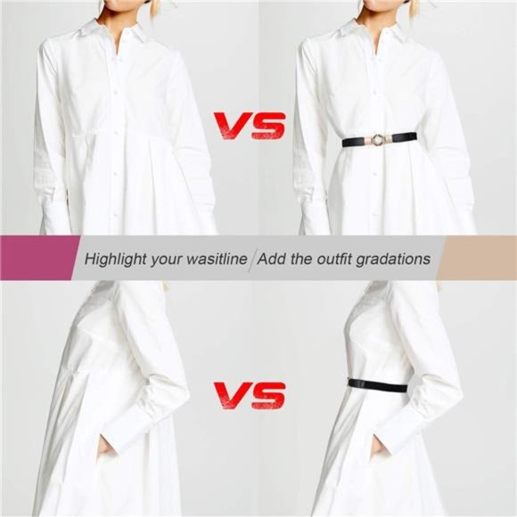 Women Skinny Belt for Dresses Retro Stretch Ladies Waist Belt Plus Size Set of 4 - Picture 4 of 6